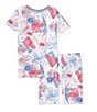 Color:Cloud - Image 2 - Little Boys 2T-5T Short Sleeve 4th of July T-Shirt & Shorts Pajama Set