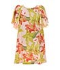 Color:Rosie - Image 1 - Little Girls 2T-5T Flutter Sleeve Aussie Blooms Floral-Print Shift Dress