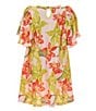 Color:Rosie - Image 2 - Little Girls 2T-5T Flutter Sleeve Aussie Blooms Floral-Print Shift Dress