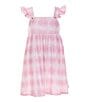 Color:Pink Mauve - Image 1 - Little Girls 2T-5T Flutter-Sleeve Wavy-Tie-Dye Dress