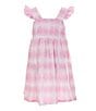 Color:Pink Mauve - Image 2 - Little Girls 2T-5T Flutter-Sleeve Wavy-Tie-Dye Dress