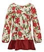 Color:Eggshell - Image 1 - Little Girls 2T-5T Holiday Floral Empire Waist Dress