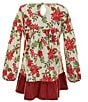 Color:Eggshell - Image 2 - Little Girls 2T-5T Holiday Floral Empire Waist Dress
