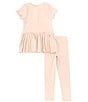 Color:Pink Sand - Image 2 - Little Girls 2T-5T Ribbed Tunic & Legging Set