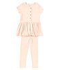 Color:Pink Sand - Image 3 - Little Girls 2T-5T Ribbed Tunic & Legging Set