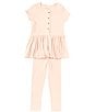Color:Pink Sand - Image 4 - Little Girls 2T-5T Ribbed Tunic & Legging Set