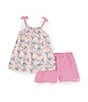 Color:Rosie - Image 1 - Little Girls 2T-5T Sleeveless Sea Turtle Tank Top & Solid Shorts Set