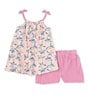 Color:Rosie - Image 2 - Little Girls 2T-5T Sleeveless Sea Turtle Tank Top & Solid Shorts Set