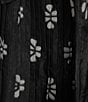 Buru Blanche Floral Print Pleated Split V-Neckline 3/4 Balloon Sleeve Tie Waist Mini Dress, Color:Black Floral - Image 3