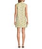 Buru Brocade Floral Mock Neck Sleeveless Shift Dress, Color:Citron Floral - Image 2