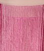 Color:Pink - Image 4 - Colorblock Elastic-Back Waist Fringe Midi A-Line Skirt