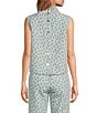 Buru Cropped Sleeveless Paisley Print Mock Neck Button Back Cropped Coordinating Boxy Top, Color:Evergreen Paisley - Image 2