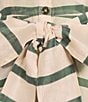 Buru Deep V-Neck Short Puff Sleeve Full Button Front A-Line Midi Dress, Color:Evergreen Stripe - Image 3
