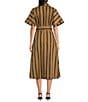 Buru Donna A-Line Striped Day Midi Dress, Color:Khaki Stripe - Image 2