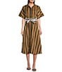 Buru Donna A-Line Striped Day Midi Dress, Color:Khaki Stripe - Image 3