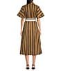 Buru Donna A-Line Striped Day Midi Dress, Color:Khaki Stripe - Image 4