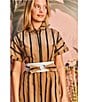 Buru Donna A-Line Striped Day Midi Dress, Color:Khaki Stripe - Image 6