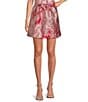Buru Everyday Palm Brocade Coordinating Mini Skirt, Color:Pink Palm Brocade - Image 1