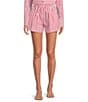 Buru Everyday Stripe Print Elastic Waistband Coordinating Shorts, Color:Red White Stripe - Image 1