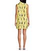 Buru Floral Brocade Toucan Print Mock Neck Sleeveless Shift Mini Dress, Color:Yellow Toucan - Image 2