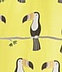 Buru Floral Brocade Toucan Print Mock Neck Sleeveless Shift Mini Dress, Color:Yellow Toucan - Image 3