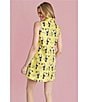 Buru Floral Brocade Toucan Print Mock Neck Sleeveless Shift Mini Dress, Color:Yellow Toucan - Image 5