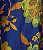 Buru Floral Brocade Wide Platter Point Collar 3/4 Sleeve Open Front Mid Length Topper Coat, Color:Royal - Image 4