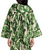 Buru Grace Printed Brocade Oversized Point Collar 3/4 Sleeve Cropped Coat, Color:Green Iris - Image 2