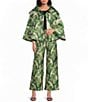 Buru Grace Printed Brocade Oversized Point Collar 3/4 Sleeve Cropped Coat - Image 4