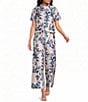 Buru Coordinating Jacquard Floral Print Short Sleeve Mock Neck Top - Image 3