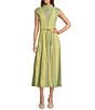 Buru Jester Mock Neckline Sleeveless A-Line Midi Dress, Color:Sage Apple - Image 1