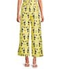 Buru Le Culotte Toucan Print Brocade High Rise Cropped Wide Leg Coordinating Pants, Color:Yellow Toucan - Image 1