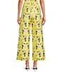 Buru Le Culotte Toucan Print Brocade High Rise Cropped Wide Leg Coordinating Pants, Color:Yellow Toucan - Image 2