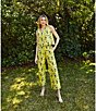 Buru Le Culotte Toucan Print Brocade High Rise Cropped Wide Leg Coordinating Pants, Color:Yellow Toucan - Image 5