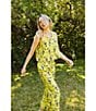 Buru Le Culotte Toucan Print Brocade High Rise Cropped Wide Leg Coordinating Pants, Color:Yellow Toucan - Image 6