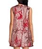 Buru Le V Mod Palm Brocade Cropped V-Neckline Sleeveless Coordinating Top, Color:Pink Palm Brocade - Image 2