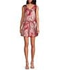 Buru Le V Mod Palm Brocade Cropped V-Neckline Sleeveless Coordinating Top, Color:Pink Palm Brocade - Image 3