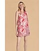 Buru Le V Mod Palm Brocade Cropped V-Neckline Sleeveless Coordinating Top, Color:Pink Palm Brocade - Image 5