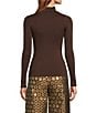Buru Mock Neck Long Sleeve Tee, Color:Chocolate Brown - Image 2