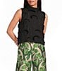 Buru Mod 3D Embroidered Mock Neck Cropped Sleeveless Cropped Top - Image 1