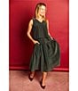 Buru Mod Brocade Woven Shimmer V-Neck Sleeveless Button Back Coordinating Boxy Crop Top, Color:Mutli Shimmer - Image 5