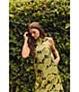Buru Mod Coral Iris Print Mock Neck Sleeveless Shift Maxi Dress - Image 4