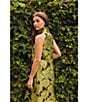 Buru Mod Coral Iris Print Mock Neck Sleeveless Shift Maxi Dress - Image 5