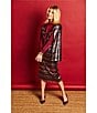 Buru Mod Woven Metallic Mock Neck Long Puffed Sleeve Cropped Coordinating Top, Color:Metallic Pink - Image 6