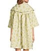 Buru Oversized Point Collar 3/4 Sleeve Side Pocket Floral Car Coat, Color:Citron Floral - Image 3