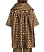 Buru Oversized Point Collar Short Sleeve Open Front Coordinating Topper Jacket, Color:Chocolate Daisy Brocade - Image 2