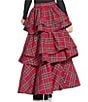 Buru Teagan Shimmer Tiered Ruffle Full Length Side Seam Pocket A-Line Skirt, Color:Tartan Shimmer - Image 2