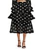 Buru Teagan Tiered Floral Coordinating Midi Skirt, Color:Black Floral - Image 1