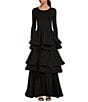 Color:Black - Image 3 - Teagan Tiered Ruffle Full Length Pocketed A-Line Skirt