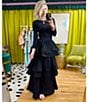 Color:Black - Image 6 - Teagan Tiered Ruffle Full Length Pocketed A-Line Skirt